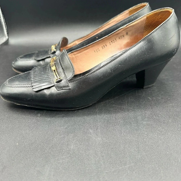 Vintage Gucci Leather Black Heels Loafers 40.5 - Picture 4 of 13